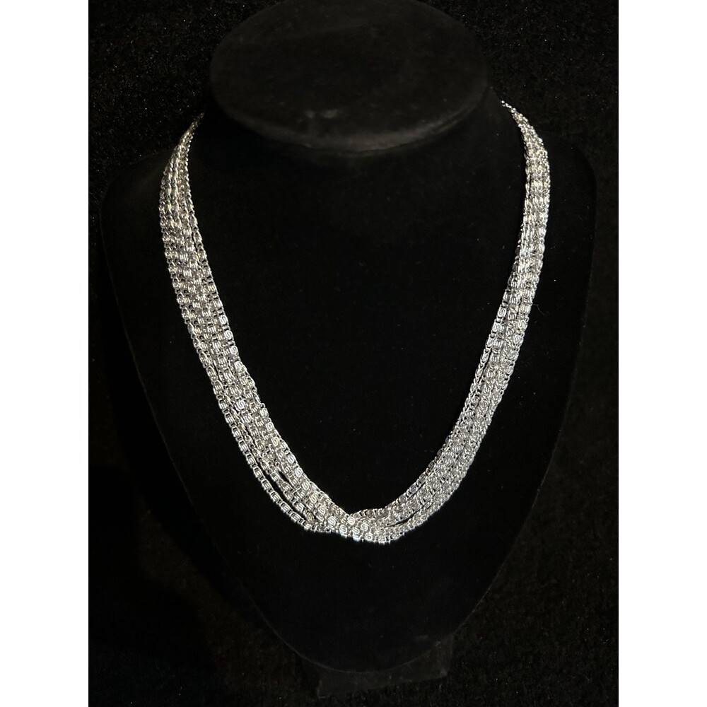 Vintage Sarah Coventry Necklace SILVERY CASCADE Silver Tone Layered Chains J23